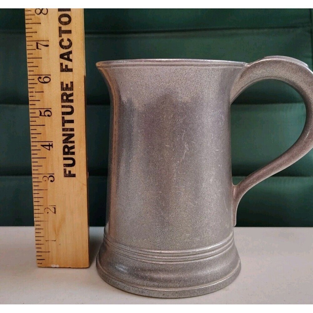 Vintage English Pewter Tankard Mug - Hallmarked G.A. Crown Hammer - 5" Tall - 1 - Picture 5 of 13